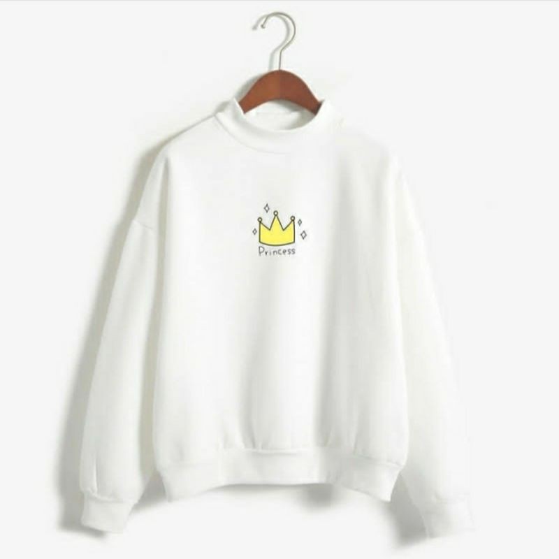 S - XXXXXL(6XL) Sweater Princesa Crewneck Cute PRINCESS CROWN Sweatshirt Wanita BIGSIZE OVERSIZE