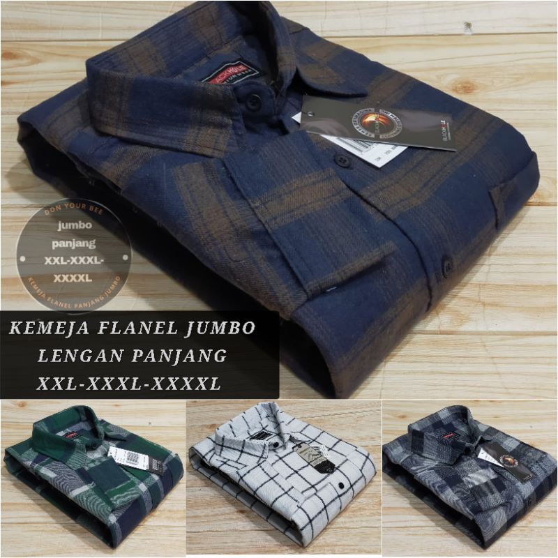 kemeja flanel jumbo lengan panjang pria dan wanita / flanel import lengan panjang big size XXL-XXXL-XXXXL