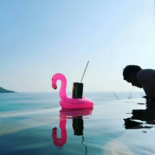 FLAMINGO CUP HOLDER - PELAMPUNG GELAS TEMPAT MINUM - HIASAN KOLAM RENANG