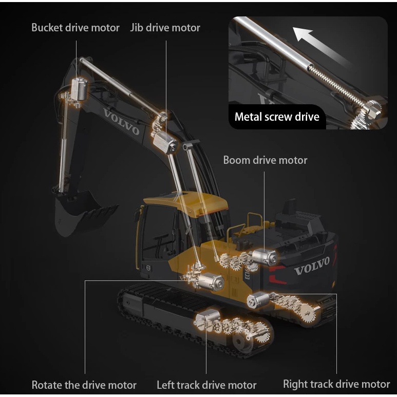 RC excavator Double E 598 （EC160E) metal  3 in 1