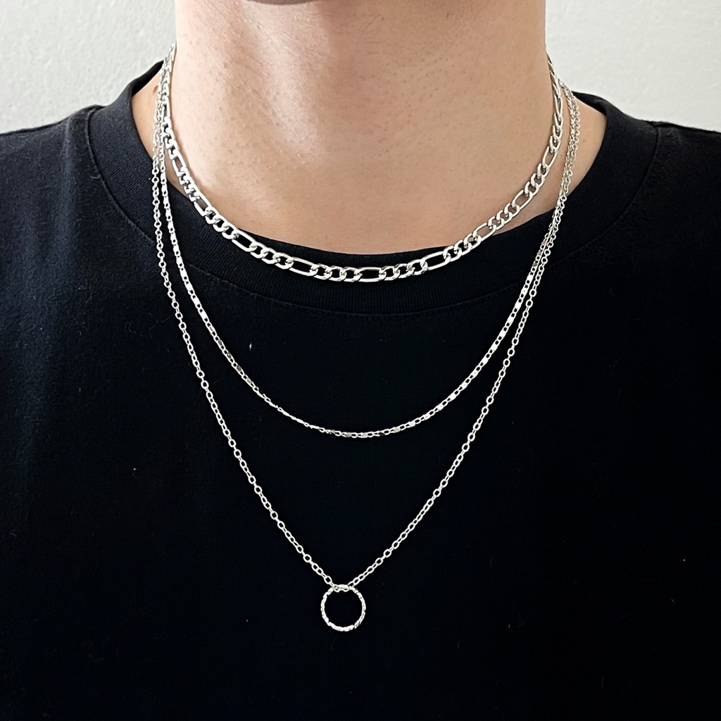 Eropa dan Amerika perhiasan multilayer kesederhanaan hip hop Cincin Lingkaran kalung set