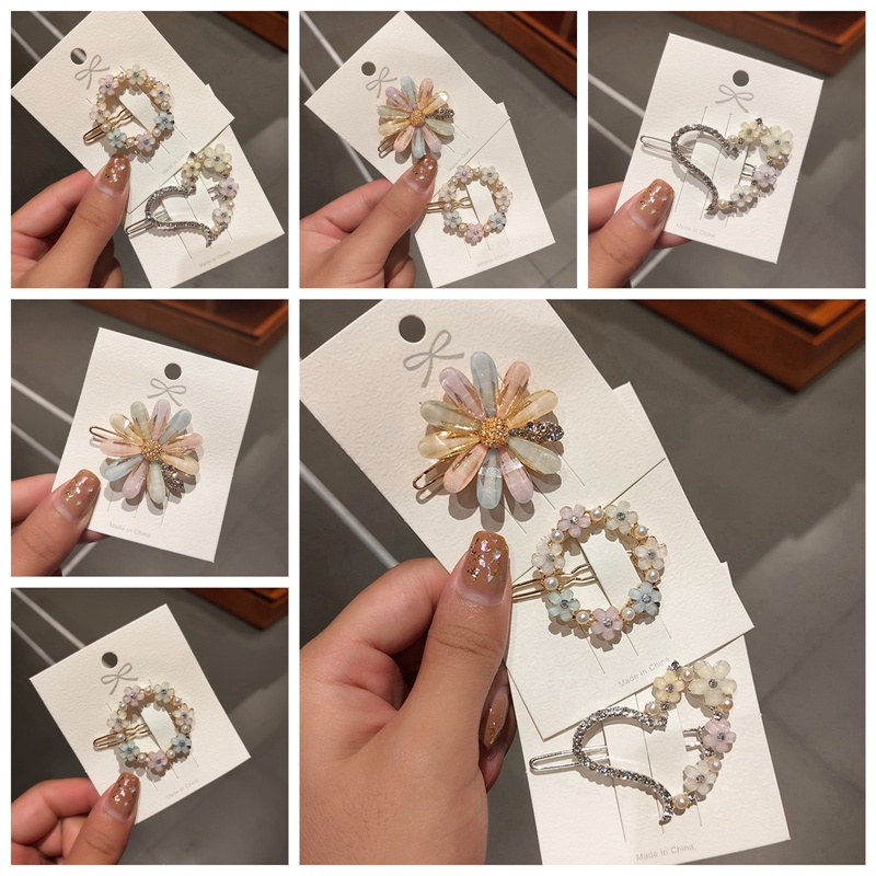 Fancyqube Jepit Rambut Bentuk Geometris Aksen Kristal Ukuran Kecil Untuk Wanita