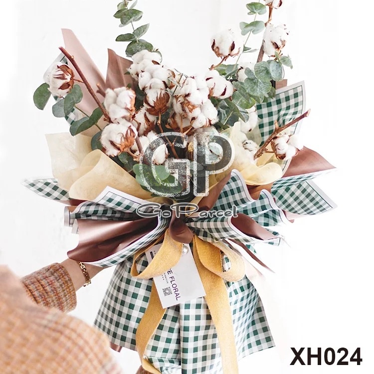 ( 5 Lembar ) BICOLOR GOLD CHECKERED - FLOWER WRAPPING PAPER KOREAN PLASTIC PLASTIC CELLOPHANE KERTAS BUNGA BUKET FLORIST WATERPROOF DOUBLE COLOR BROWN TUMERIC LILAC