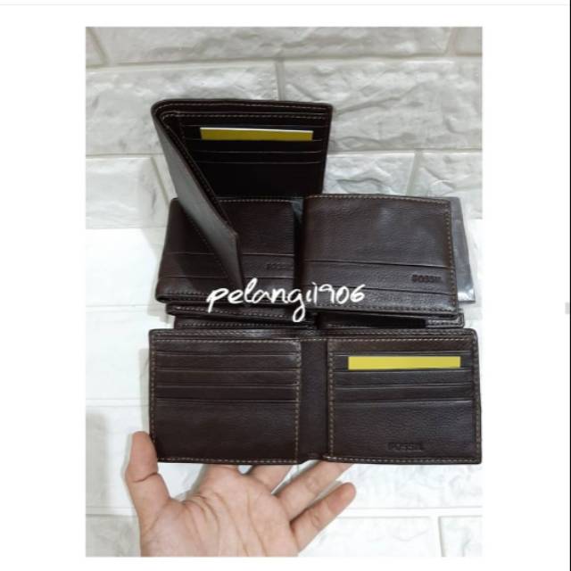 Dompet fossil cowok lufkin bifold dark brown