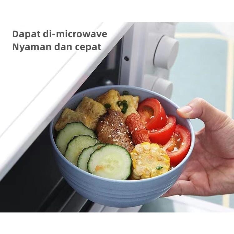 4 in 1 Mangkok Ramen 15cm/17cm Wheat Straw Mangkuk Makan Plastik Bowl Warna-Warni