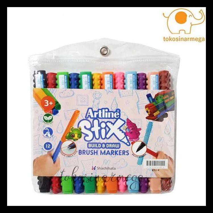 

Murmer Artline Stix Brush Marker Set Isi 12 / Coloring Brush / Kuas Warna ( Promo