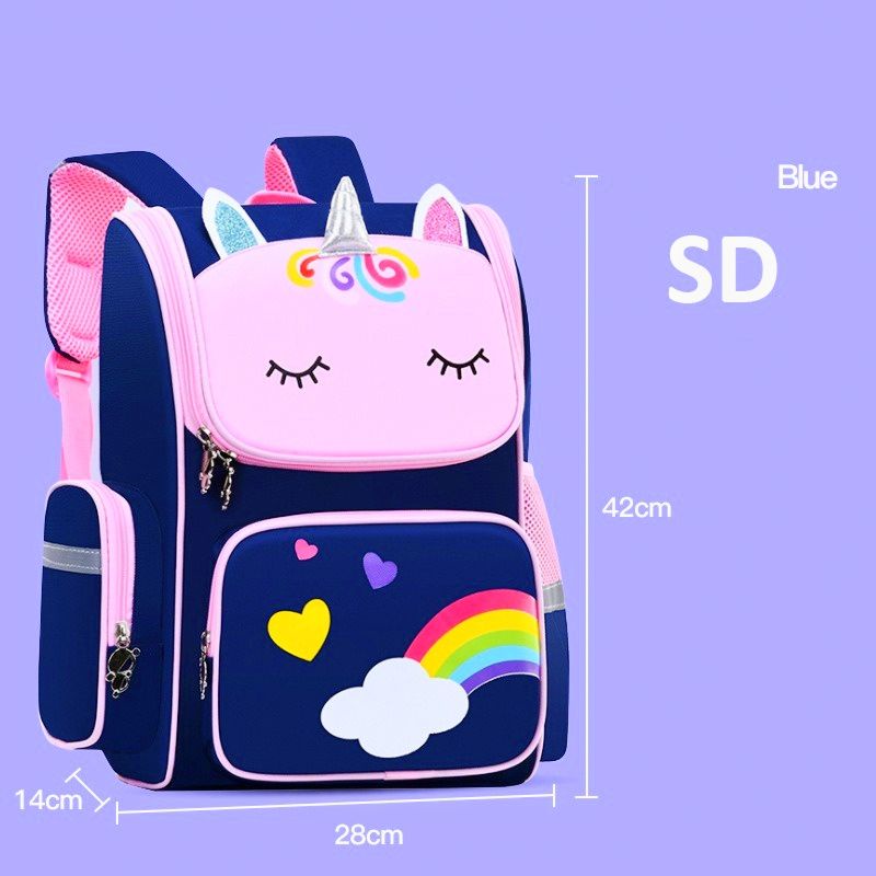 tas anak perempuan SD TK ransel anak unicorn/tas gendong anak cewek SD/ransel sekolah SD cewek/backpack anak sekolah-Unicorn navy