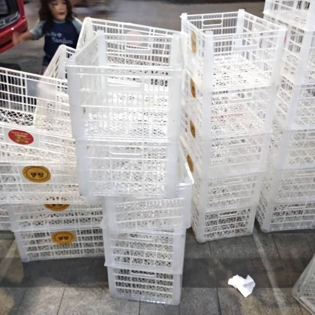 Keranjang plastik bekas buah jeruk + tutup (gojek only)