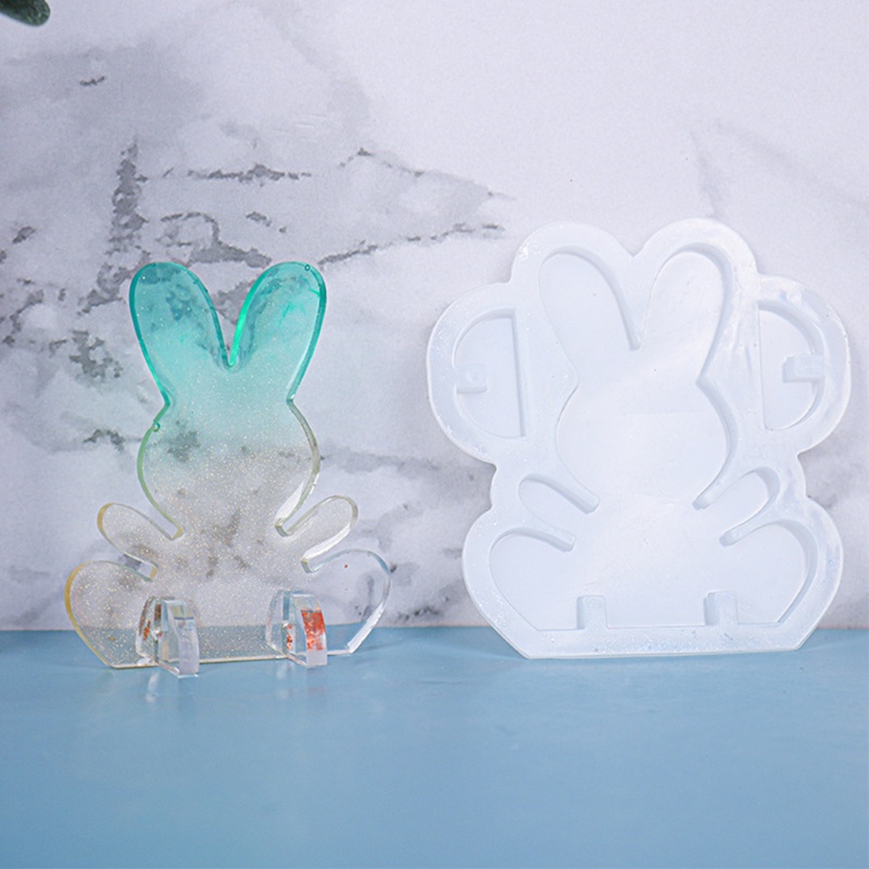 Cetakan Sabun Resin Bentuk Kelinci Paskah 3d Bahan Silikon Anti Lengket