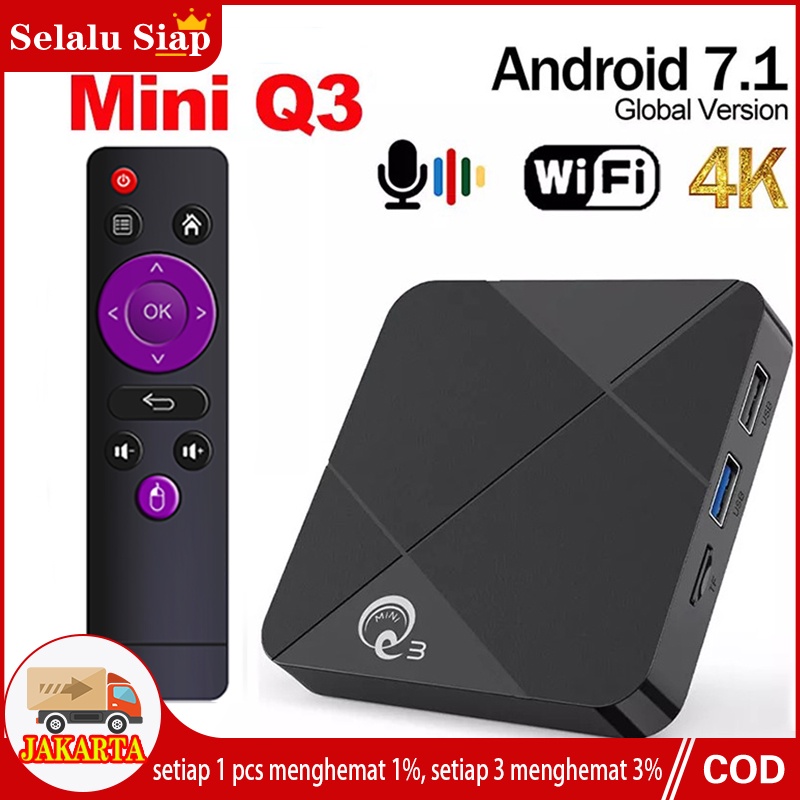 Android Tv Box RAM 2+16GB MiniQ3 Android9 Smart tv box 2.4G WIFI Unlock Set Top Box Wifi/Youtube/DVB-T2