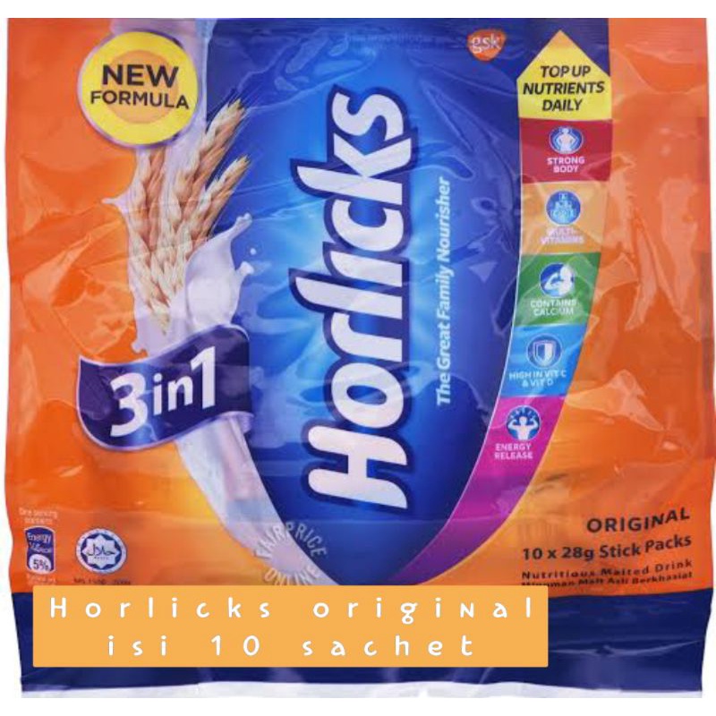 

HORLICKS 3IN1 ORIGINAL PACK ISI 10 SACHET IMPORT MALAYSIA ho Li khe/holike