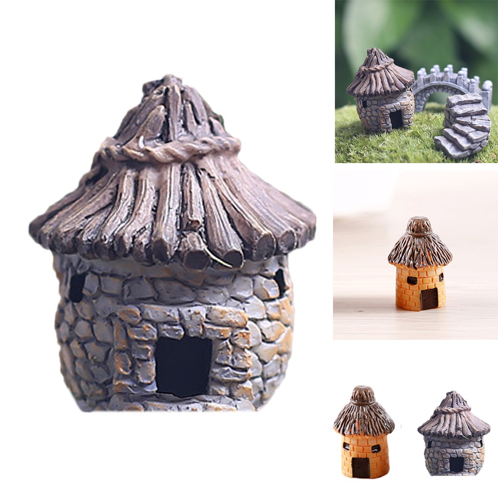 Fairy Cottage Landscape Decor Resin House Garden Ornament ❥huiteni