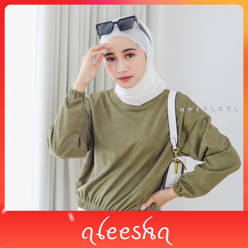 BLOUSE WANITA LENGAN PANJANG Marcell / bahan Suede premium /tangan dan bagian bawah kerut /ALLSIZE