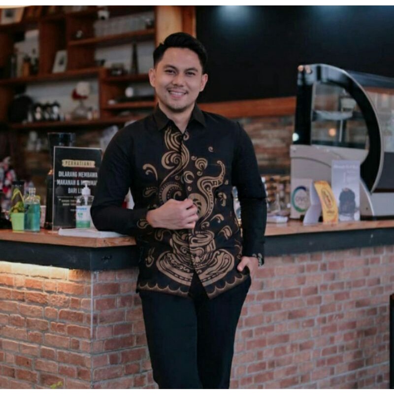 kemeja batik pria KOPI lengan panjan full furing