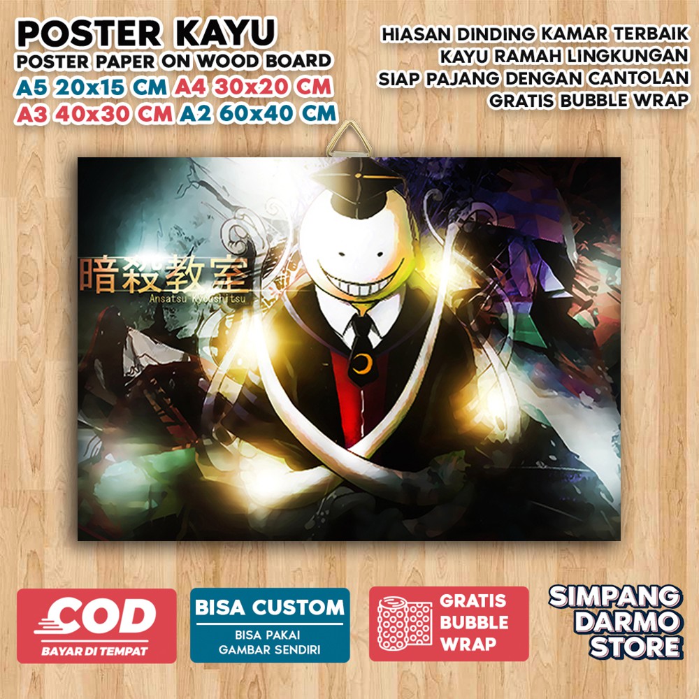 Jual Poster Kayu Assassination Classroom Korosensei Aesthetic Anime