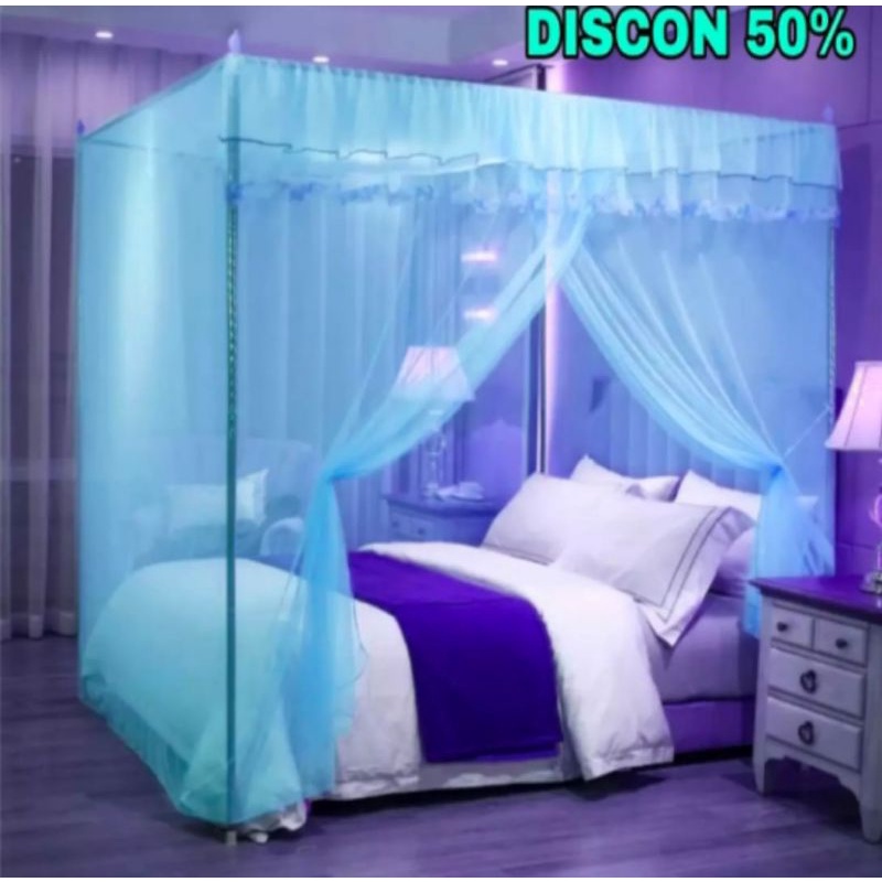 KELAMBU DEWASA POLOS WARNA BIRU / KELAMBU DEWASA JUMBO MODEL TENDA UKURAN 200×150 - 200×180 - 200×20