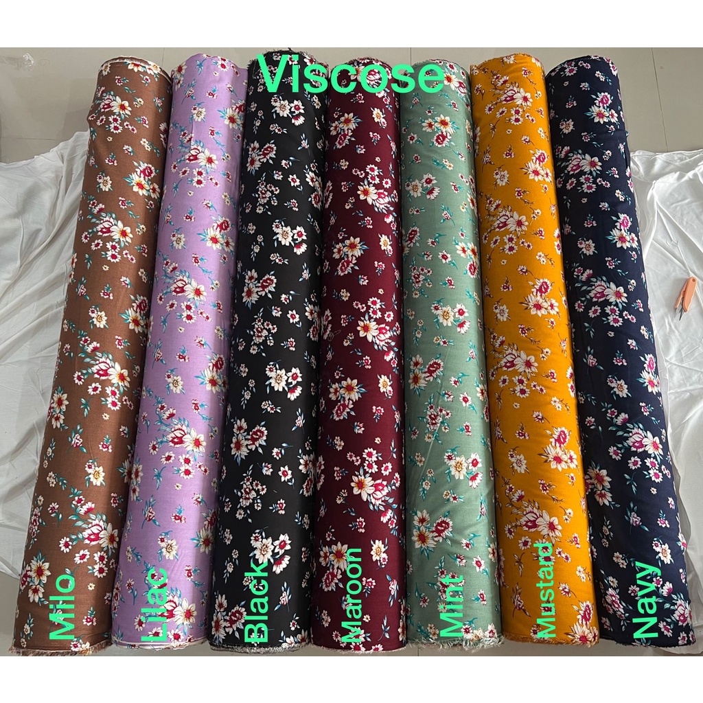 BISA COD // ECER KAIN METERAN // HARGA PER 0,5M // RAYON VISCOSE // MOTIF POLKADOT DAISY ZEBRA BUNGA