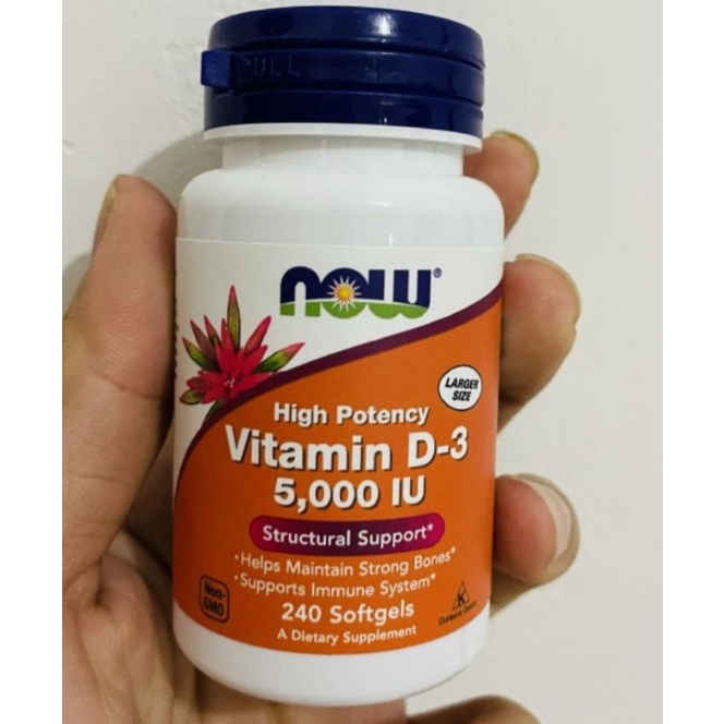 NOW Vitamin D3 400IU 1000IU 2000IU 5000IU vit d 5000 iu 240 Softgel Termurah 100% ASLI