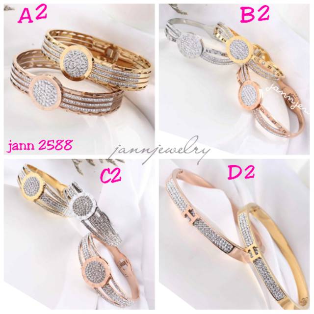 Gelang bangle korea mewah asli titanium anti karat