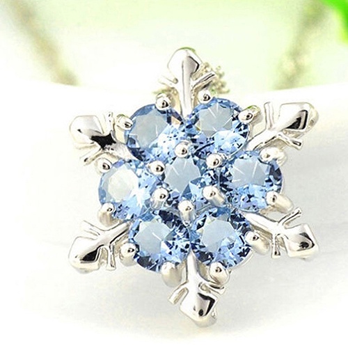 Kalung Rantai Lapis Silver 925 Liontin Snowflake Hias Cubic Zirconia Untuk Wanita