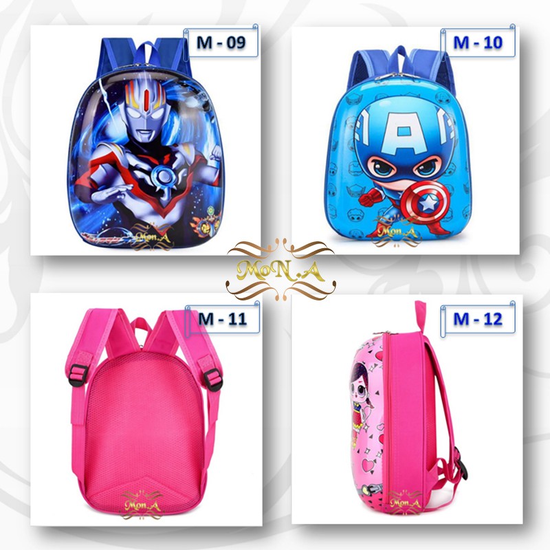 Tas Ransel Telur Sekolah Anak TK / PAUD - Tas Sekolah Anak Karakter lucu Ransel PVC Karakter Cowok -M0172