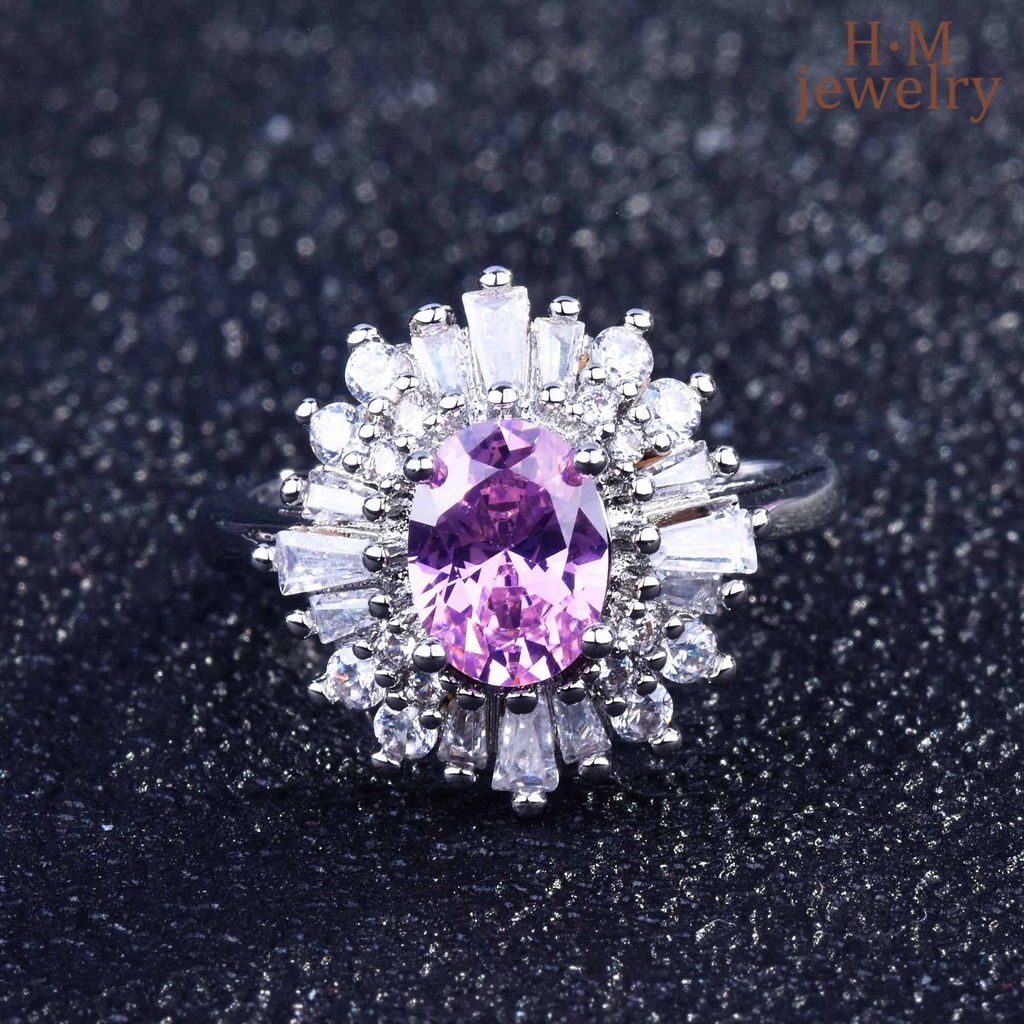 Cincin Berlian Sapphire Argyle Pink Bahan S925 Silver Untuk Pertunangan