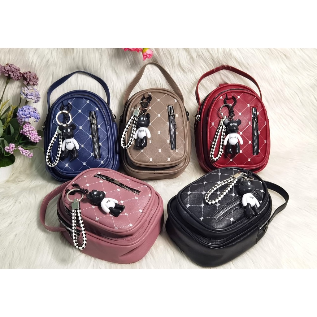 ADOLANE 404 TAS SLING BACKPACKS BORDIR 3 IN 1 / RANSEL MINI / TAS MURAH FREE GANTUNGAN