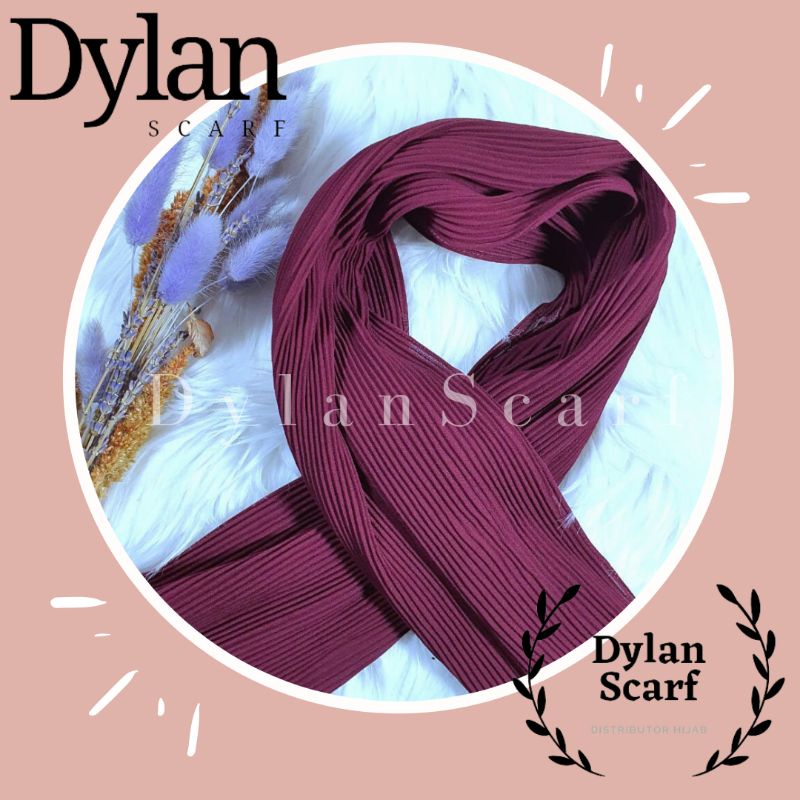 Jilbab Pashmina Plisket Ceruty Babydoll Premium Import-Burgundy/Merah Hati