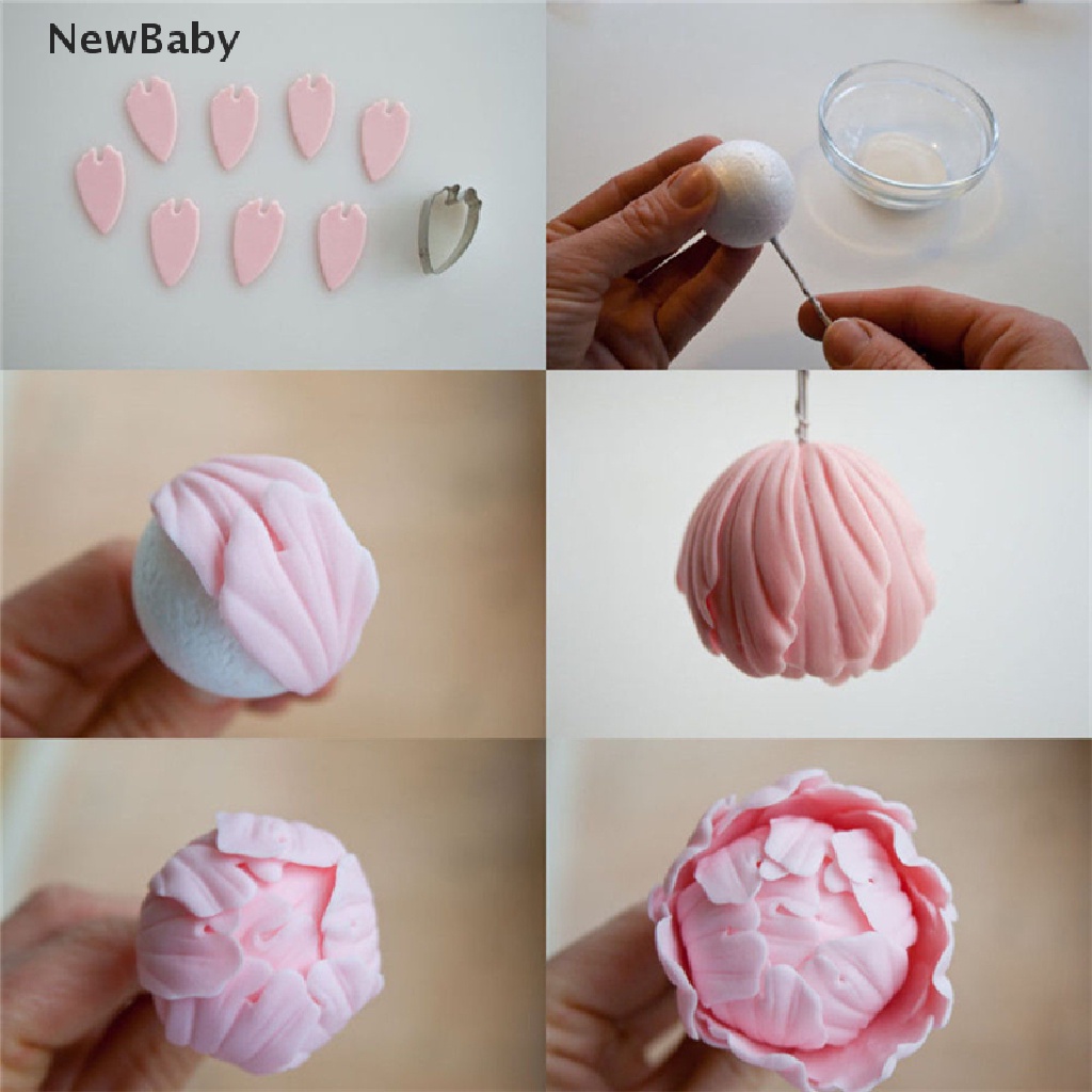 Newbaby 4pcs Cetakan Fondant Bentuk Bunga Peony Untuk Dekorasi Kue