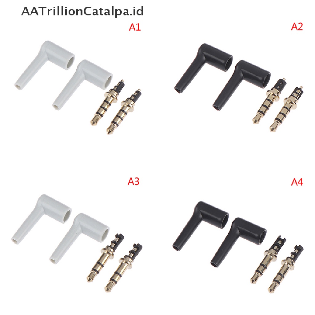 (AATrillionCatalpa) 2pcs / lot plug jack Audio 3.5mm 90 Derajat 3 / 4 pole 3.5 Lapis Emas