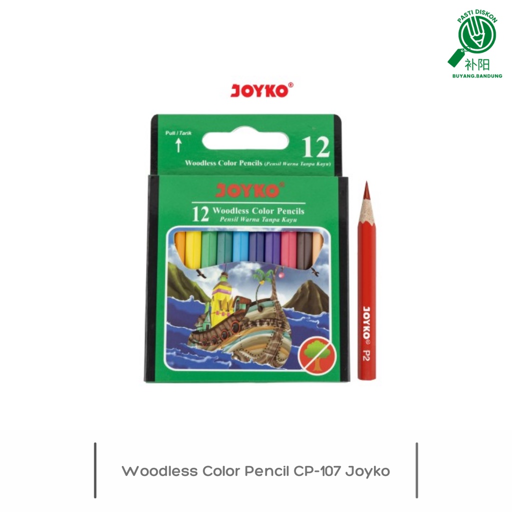 

Pensil Warna Woodless Pendek Joyko CP-107 12