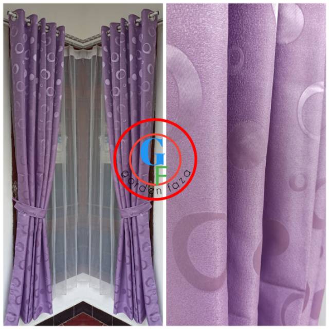 HARGA PROMO korden hordeng gorden pintu tirai jendela polos polkadot warna ungu stok murah bagus