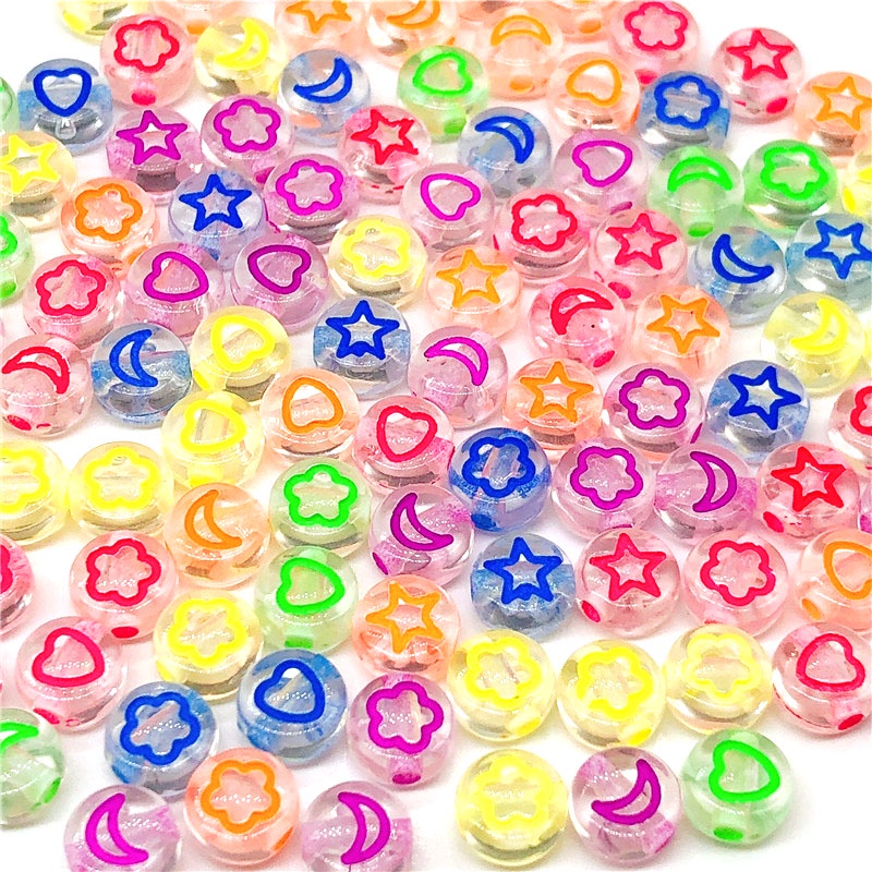 100pcs Manik-Manik Bentuk Bintang / Huruf Alfabet Bahan Plastik Akrilik Ukuran 6mm
