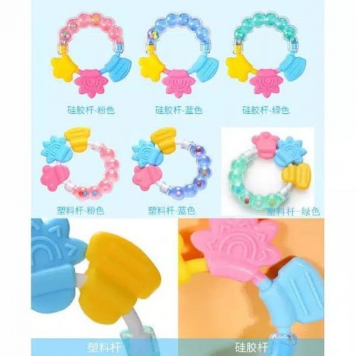 VnM005 | Mainan Rattle Genggam Bayi Gigitan Empeng Buah Plastik Dengan Teether Gelatin / Mainan Bayi