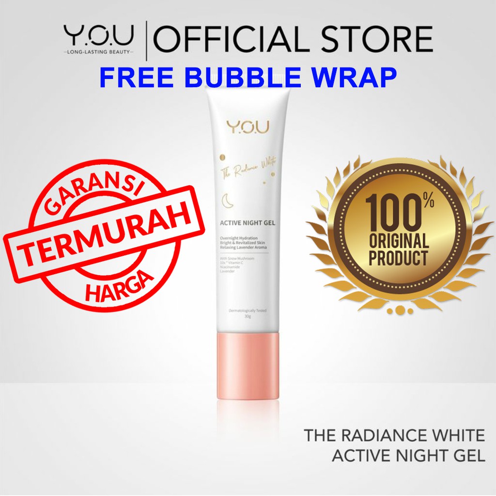 [❤ORIGINAL⭐] YOU The Radiance White Regenerating Active Night Gel &amp; Cream 30g [Regenerasi Kulit]