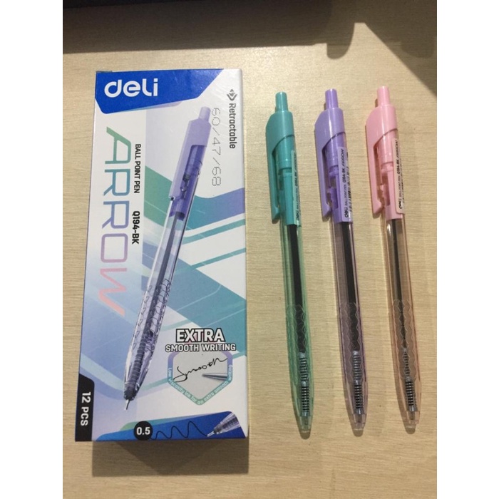 

MURAH Pulpen DELI Arrow Retractable 0.5mm Hitam - EQ194-BK