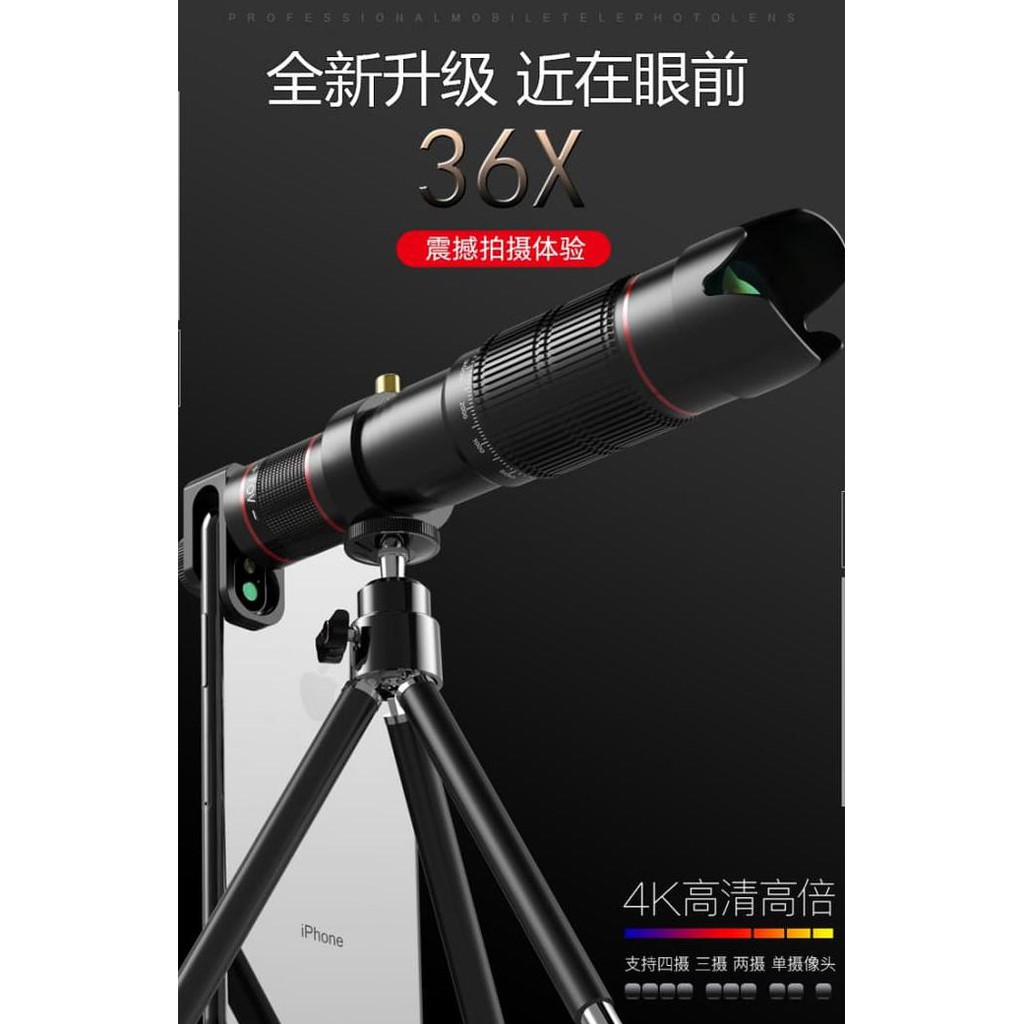 Barang Berkualitas lensa kamera hp jepit..> PICKOGEN Universal 36x Zoom Telescopic Lens for Mobile