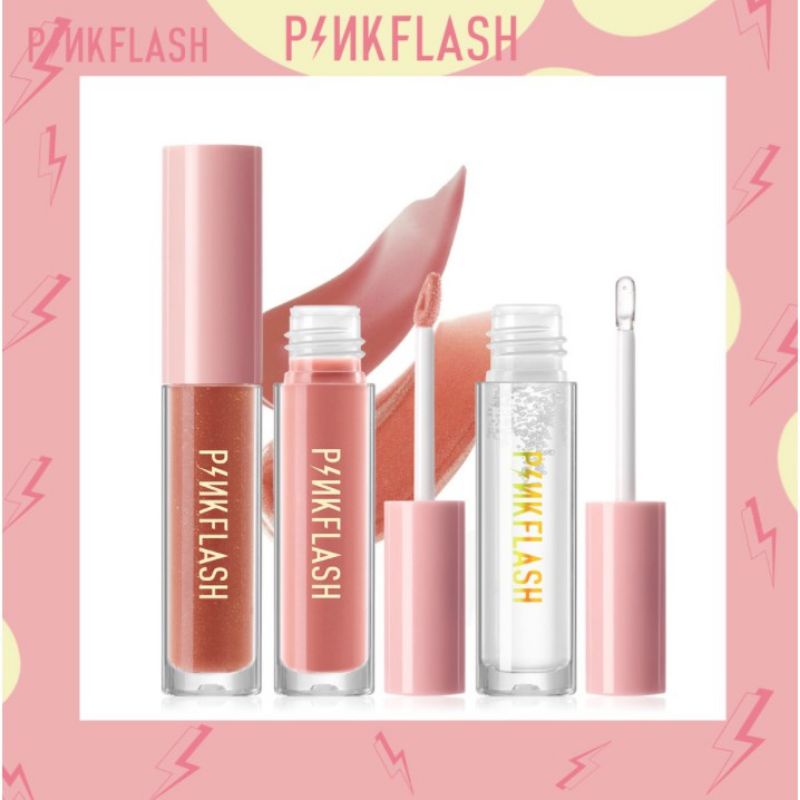 PINKFLASH Lip Gloss Waterproof Perawatan Bibir Pelembab Pinkflash LipGloss