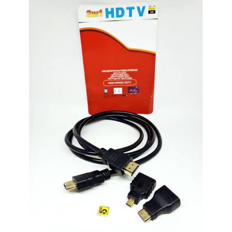 Kabel HDMI male to male 3 in 1 HD TV, Mini, Micro 1.5 M Mejec Cable High Speed Quality Full HD 1080