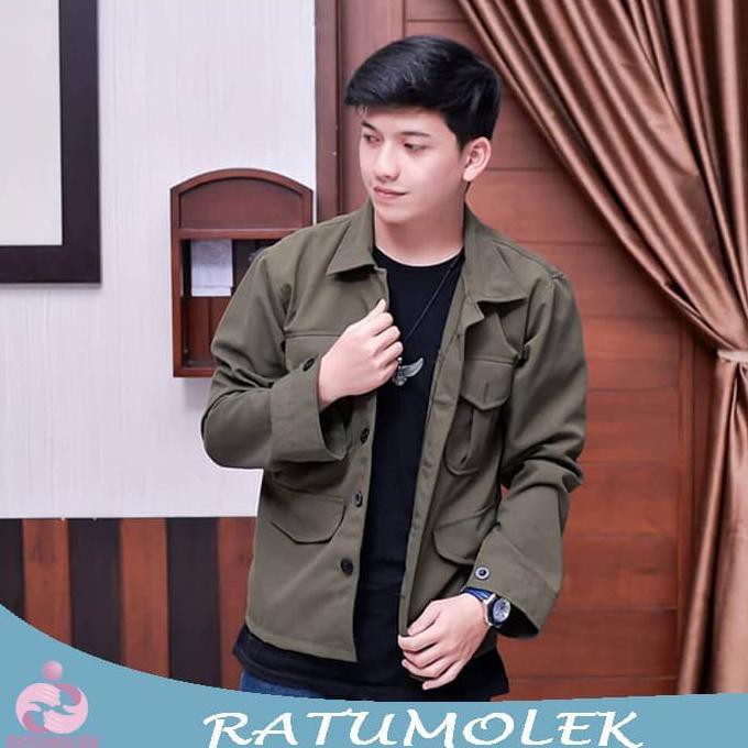 JAKET COWOK Kemeja Parka Pria Army / Kemeja Jaket / Outer Pria - ROW 001 - All Size