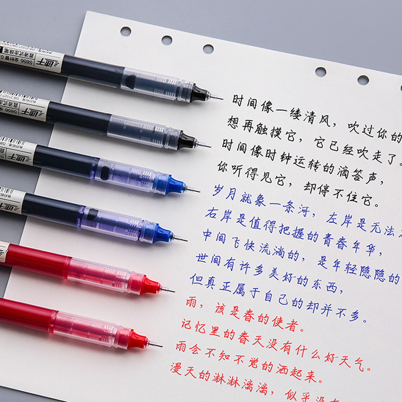 [Ready Stock] 0.5mm Black/Red/Blue Straight Liquid Quick-Drying Gel Pen Office Signature Pen