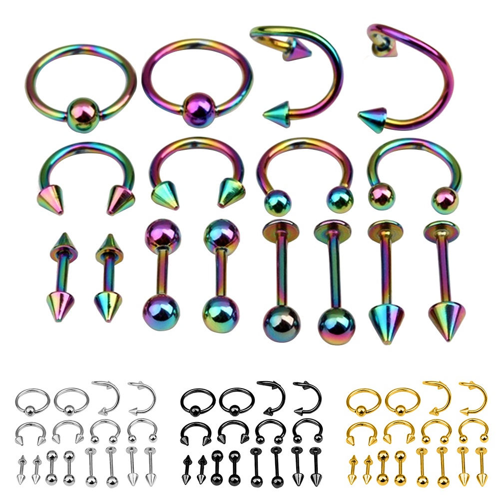 16pcs / Set Anting Tindik Hidung / Telinga / Bibir / Puting / Alis / Lidah Untuk Hadiah