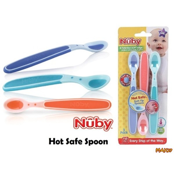 MAK27 NUBY HOT SAFE SOFT SPOONS /SENDOK sensor panas isi 3 sendok