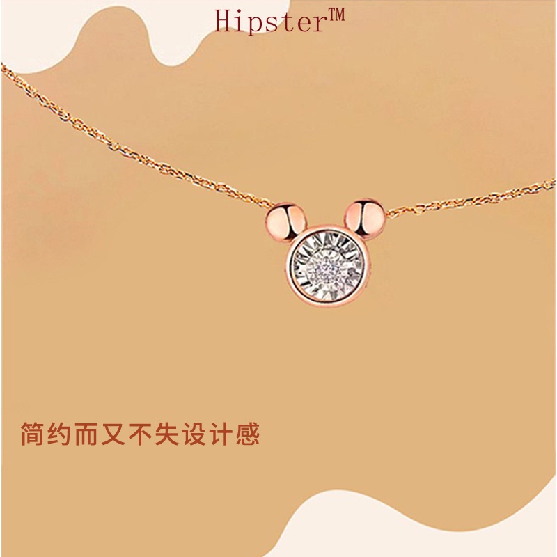 Hot Sale Fashion Creative Design Personalized Diamond Cute Mouse Pendant Necklace