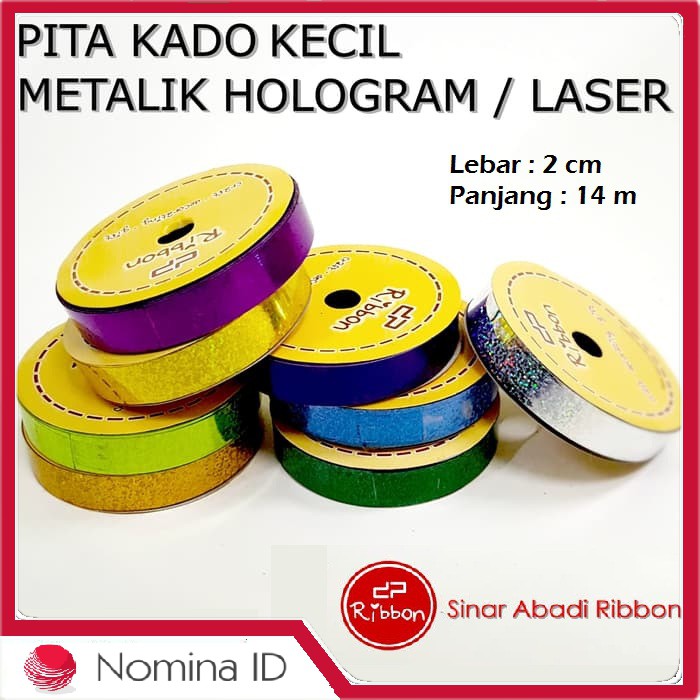 

C250 Pita Kado Metalik Hologram Laser Jepang Pita Plastik Kertas Ribbon 2cm 3/4 inch