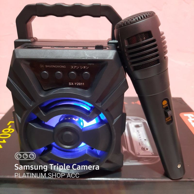 SPEAKER BLUETOOTH BONUS MIC KARAOKE/SALON PORTABLE RADIO FM USB AUX/SPEAKER WIRELESS SUPER BASS LED