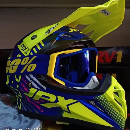 Jual Promo Helm Cross Jpx Chronos Dan Kacamata Cross Warna Biru 32 Murah