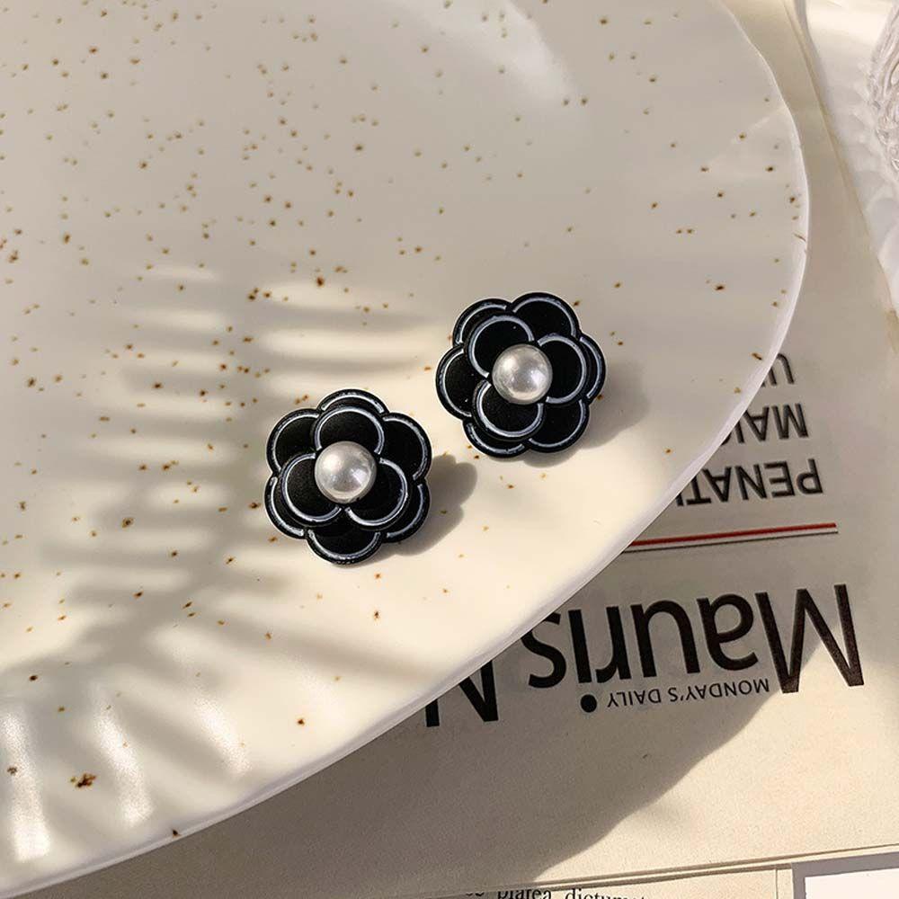 Agustina Anting Kamelia Elegan Manis Mutiara Stud Earrings925 Perak Jarum Fashion Perhiasan Drop Oil Women Earrings