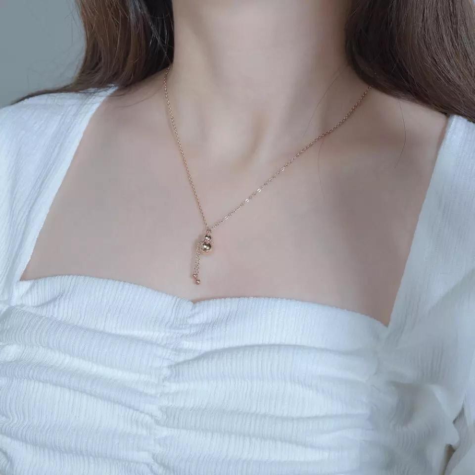 kalung wanita bahan titanium asli anti karat model liontin lucky kendi rosegold