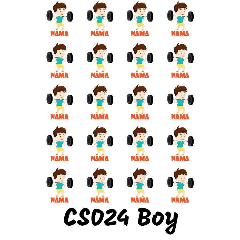 

Sticker Nama Cutting Label Waterproof Tahan Air Boy Sport 24 (CS024)